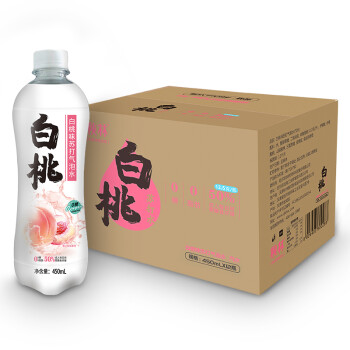 秋林（Qiulin）白桃味苏打气泡水 0糖 果味汽水饮料 450ml*12瓶 整箱装