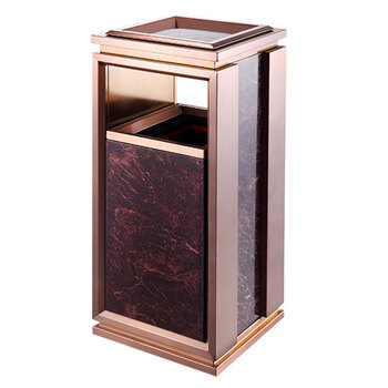 兰诗（LAUTEE）DB6059 不锈钢垃圾桶烟灰桶垃圾回收箱加厚果皮箱 玫瑰金双桶烟灰缸