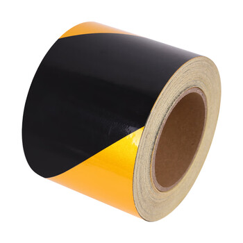 坚冠 警示胶带 宽10cm长45米 黄黑安全警戒地标线 工厂仓库定位隔离斑马线划线防水反光标识贴