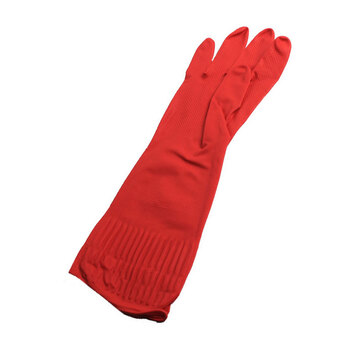 冰禹 BY-77S 防滑耐磨工业乳胶橡胶手套 劳保保洁手套 38cm红色乳胶 L码（1双）