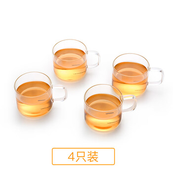 
                                                                                尚明(samaDOYO)高硼硅耐热耐高温玻璃小茶杯功夫茶杯白酒杯冲泡器带把 品茗杯咖啡杯 150ml 4只装                