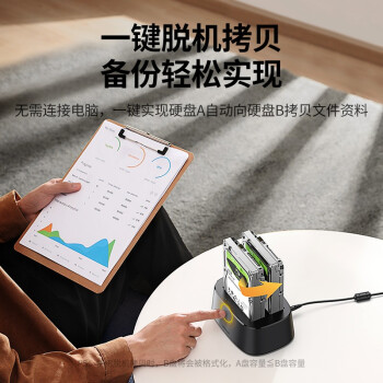 绿联硬盘底座2.5/3.5英寸  适用笔记本台式SATA串口SSD固态移动机械双盘位外接外置硬盘盒拷贝机硬盘笼
