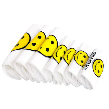 庄太太【五丝20*32/50只】手提式透明笑脸购物打包方便袋塑料袋