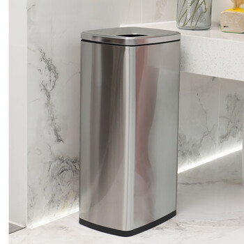 迪恩斯（DEANS）不锈钢垃圾桶公共厕所卫生间大号商用办公室厨房无盖直投方桶果皮桶洗手间擦手纸垃圾桶30升