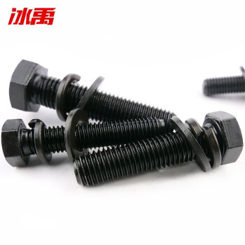 冰禹 BYll-09 8.8级发黑（淬火）GB5783外六角螺栓平弹垫三件套组合 M16*160 5套