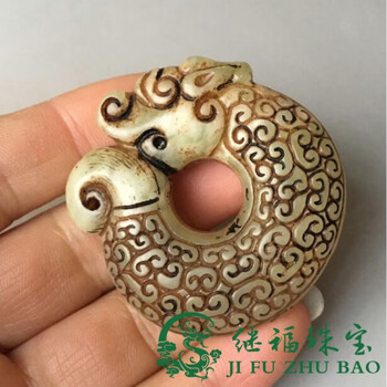 【芠拉】芠拉-古玩杂项玉石岫玉仿古龙 做旧玉龙勾c龙老古董玉器老