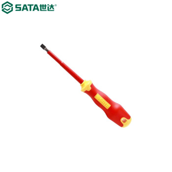 世达（SATA）61323  T系列双色柄一字绝缘螺丝批4x100MM