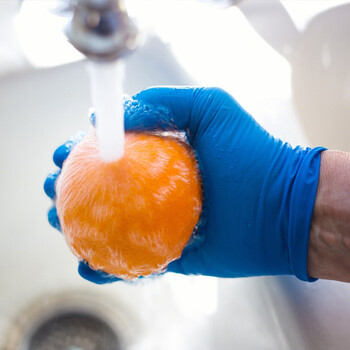 安美尚（ams）A5206一次性丁晴手套检查清洁实验室防护丁腈手套蓝色100只/盒S码