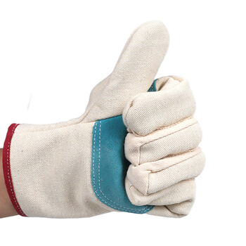 君御 帆布加皮加皮加厚耐磨手套 机修电焊工地作业防护用品 20副起定 白 均码