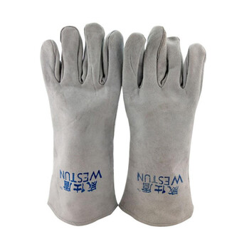 威仕盾（WESTUN）G-2112L-15 38CM加长牛二层皮电焊手套 灰色 L码 1副