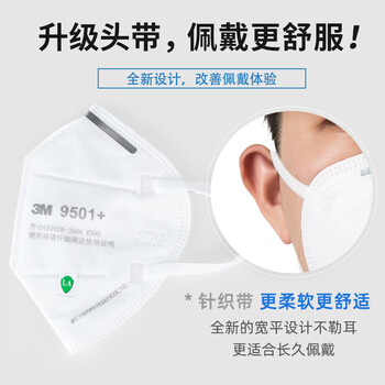 3M防尘口罩KN95防工业粉尘飞沫颗粒物花粉等9501+耳戴式无阀