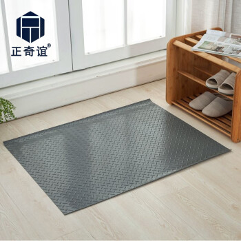 正奇谊防滑地垫加厚钢板纹塑料地毯浴室厨房PVC人字形胶地板垫灰色1.3m*15m