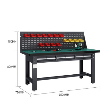 建功立业灰色工作台GY5334检验桌操作台单挂板平三抽1.5米带插座孔位