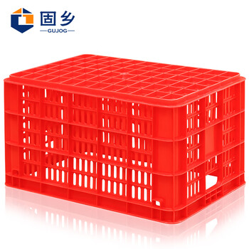 固乡加厚塑料箱（周转筐）周转箱蔬菜/物流箱储物服装厂快递收纳货框箩筐龙虾运输筐红色6号490*350*270mm