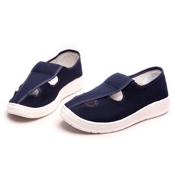 者也（ZYE）防静电鞋 PU工作透气鞋男女无尘车间劳保鞋帆布鞋PVC底四孔白色/藏青2色可选 藏青色PU底 39码