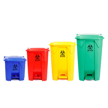 益美得 YJ-80脚踏垃圾桶大号医诊院疗所用垃圾箱加厚带盖废物垃圾桶 红色脚踏80L