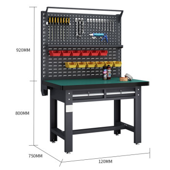 建功立业灰色工作台GY5332打包桌实验桌双挂板平二抽1.2米复合台面