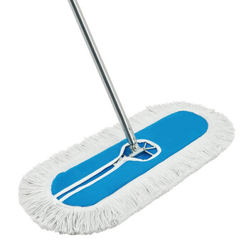 益美得 镀锌钢杆100cm大号平板拖把办公商用地拖棉线拖把物业保洁排拖尘推 分类款蓝色