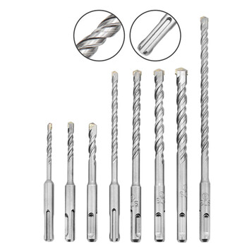 冰禹 BY-6015 电锤钻头8件套装 圆柄两坑两槽混凝土穿墙合金冲击钻头 电锤钻头 合金冲击钻头