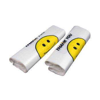 兰诗（LAUTEE）DA4095 笑脸袋手提垃圾袋超市购物打包袋 3丝30*48cm(100个/捆) 5捆装