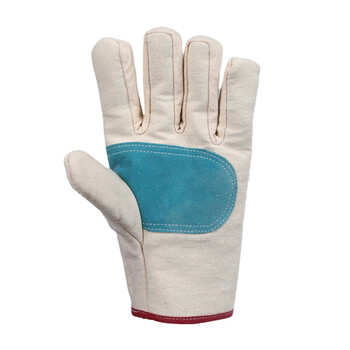 君御 帆布加皮加皮加厚耐磨手套 机修电焊工地作业防护用品 20副起定 白 均码