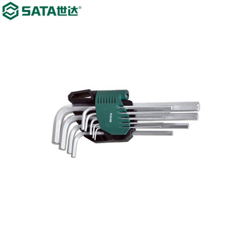 世达（SATA）09107A 9件铬钒钢加长内六角扳手组套