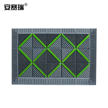 安赛瑞 室外镂空除尘地垫 EVA拼接除尘地垫 拼接式刮泥防滑脚垫 单刷绿刷灰底 60×75×2.5cm 23321
