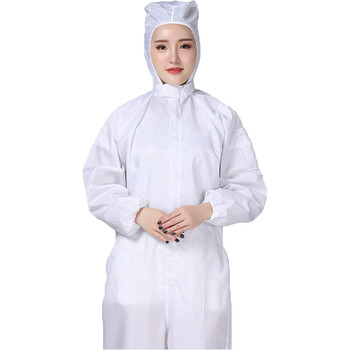 者也 连体连帽防静电服 实验室电子厂食品洁净防尘劳保工作衣 白色2XL码