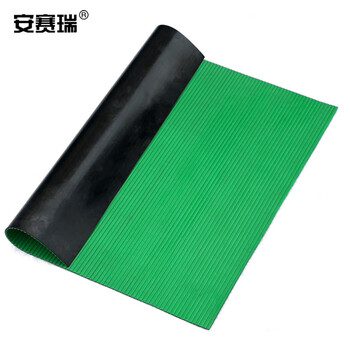 安赛瑞 橡胶防滑地垫 1×10m×3mm 仓库车间走廊厨房橡胶防滑耐油地垫 工业满铺地垫 绿条纹款27129