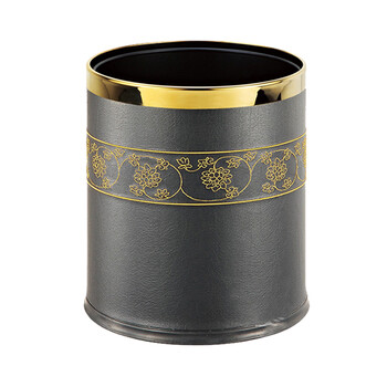 南 GPX-45G 南方多层圆形烤漆垃圾桶 镜金圈 商用酒店宾馆客房不锈钢垃圾桶 果皮桶 房间桶