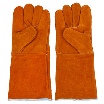 路宁 WY-5 长款反绒牛皮加里焊工电焊手套 40cm