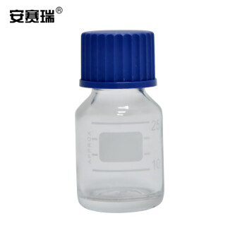 安赛瑞 蓝盖丝口试剂瓶（2个装）实验室螺口密封瓶试剂瓶螺纹带刻度丝口玻璃瓶大口瓶 白色透明 500ml 600638