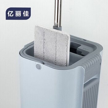 亿丽佳 免手洗平板拖把懒人木地板刮刮乐桶拖布清洁工具墩布干湿两用 5件/组