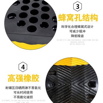 海斯迪克 橡胶减速板 交通设施道路汽车限速带50*32*3.5cm(2个起订，整米发货，带螺丝）HK-220
