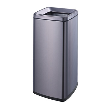 南 SF23-F01 长方形房间桶 黑金 餐厅商用 南方垃圾桶 无盖果皮桶不锈钢垃圾桶 23L容量