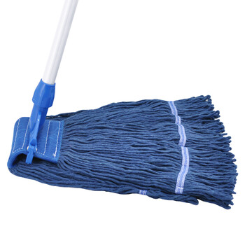 益美得 铝杆四色分类棉线蜡拖商用办公吸水拖把地拖墩布棉纱拖把 卡扣款黄色