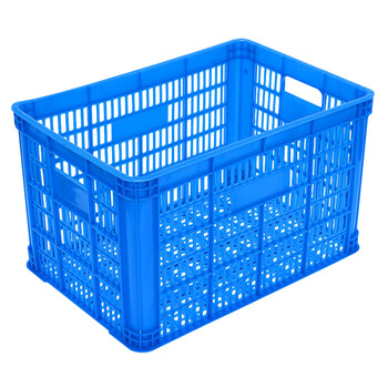 海斯迪克 HKCC18 加厚蓝色塑料筐 快递物流框 487圆眼外515*360*310mm