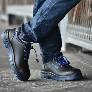 老管家劳保鞋男女防砸防刺穿超迁皮防水耐磨耐油830安全功能鞋 蓝色 37