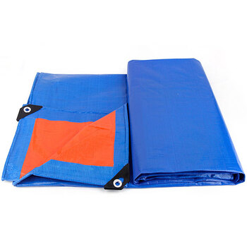 益美得 LH1075 加厚彩条布防雨布雨棚PE塑料布油布苫布遮阳雨蓬布 蓝橘色加厚 2*3/m