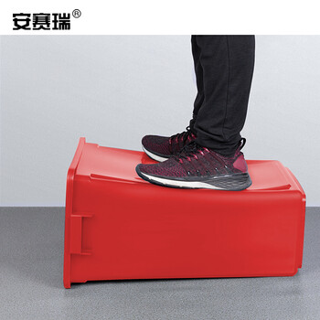 安赛瑞 摇盖垃圾分类垃圾桶 新国标加厚垃圾分类垃圾桶 20L 环卫户外果皮垃圾桶 红色 (有害垃圾)27262