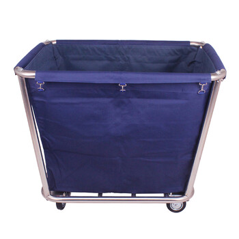 庄太太【X形可折叠】布草车客房服务车酒店加厚不锈钢带扶手洗衣房收集脏布草回收推车