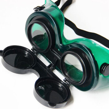 鸣固 电焊眼镜 焊工防强光翻盖氩弧焊双层玻璃双镜片护目镜