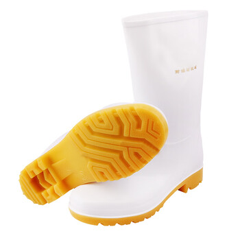 金宝源 白色高筒雨靴38码  轻便防汛防滑食堂厨师男女劳保鞋