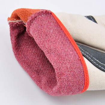 安美尚(ams)双层全帆布手套 虎口加厚劳保电焊防护手套批发全衬加里耐磨加厚 定做24付