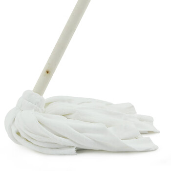 兰诗（LAUTEE）DM-182 白毛巾布拖把 酒店物业商用老式木杆圆头拖把 10个装