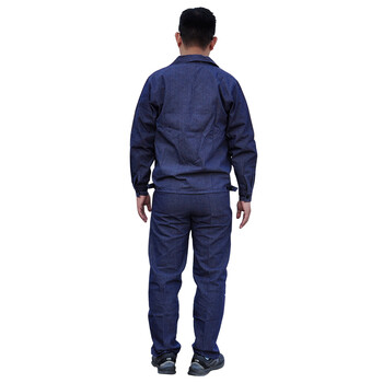 安美尚（ams）牛仔布工作服（上衣+裤子）可绣LOGO 具体联系客服 定做 XXL码 1套