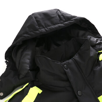 者也 反光执勤加绒雨衣防水加厚保暖防寒双层特厚雨衣雨裤套装冬季加棉 荧光绿黑色丝棉上衣 M码（165）