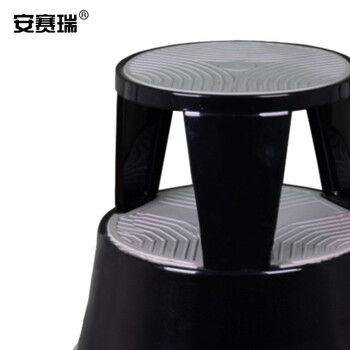 安赛瑞 钢制脚踏梯凳 理货凳超市取货凳登高凳 图书馆洗车移动梯凳 多功能仓库可移动脚踏圆凳 黑色 25233