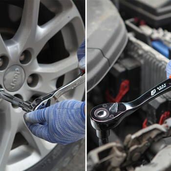 卡夫威尔 72齿棘轮扳手套装1/4小飞6.3mm套筒扳手快速外内角扳手组套机修汽修工具12件套 SS3727G