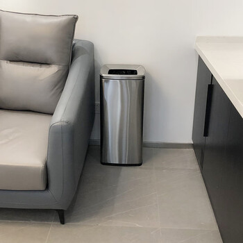 迪恩斯（DEANS）不锈钢垃圾桶公共厕所卫生间大号商用办公室厨房无盖直投方桶果皮桶洗手间擦手纸垃圾桶30升